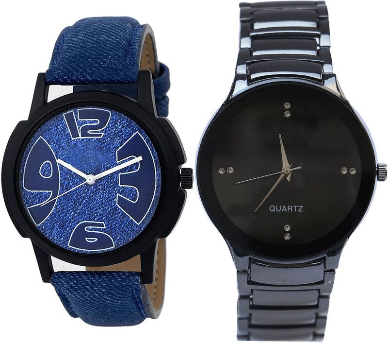 combo watch Analog Watch - For Girls Best Chronograph Analogue Blue And Black Color Boys And Men Watch - B9-B67 (Combo Of 2 )