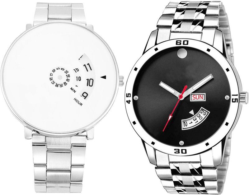 combo watch Analog Watch - For Girls Treading Casual Day And Date Analogue Silver Color Boys And Men Watch - B82-BL46.104 (Combo Of 2 )