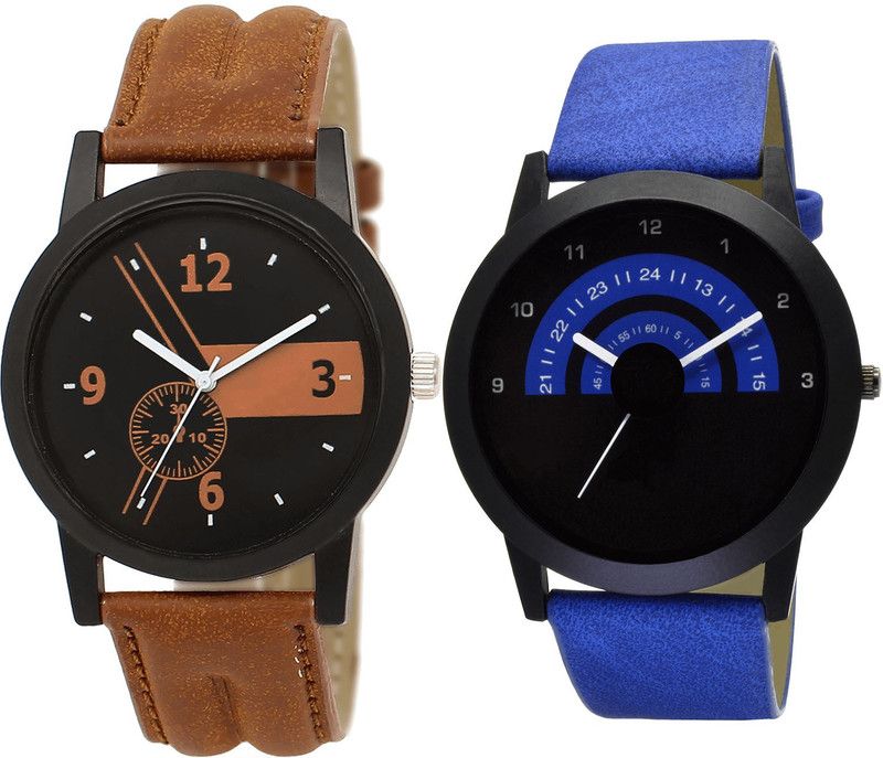 combo watch Analog Watch - For Girls Classical Formal Analogue Brown And Blue Color Boys And Men Watch - BL46.1-B47 (Combo Of 2 )