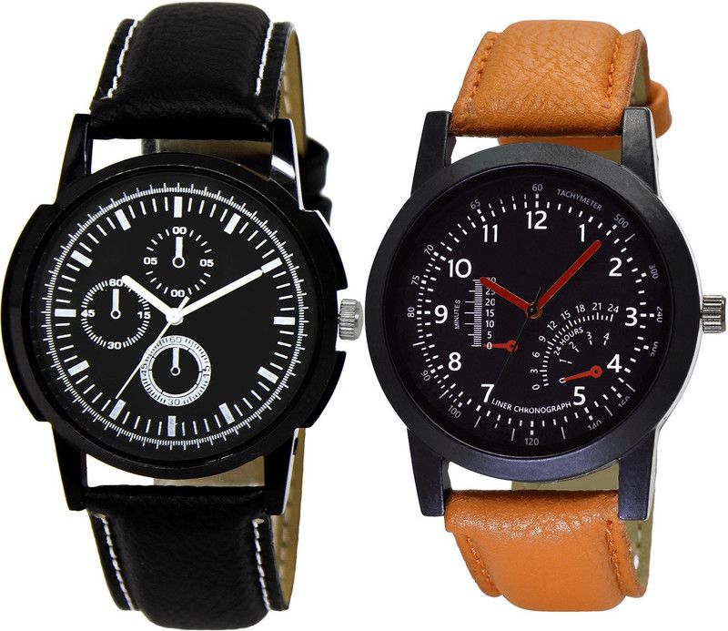 combo watch Analog Watch - For Girls Contemporary Designer Analogue Black And Brown Color Boys And Men Watch - BL46.13-B29 (Combo Of 2 )