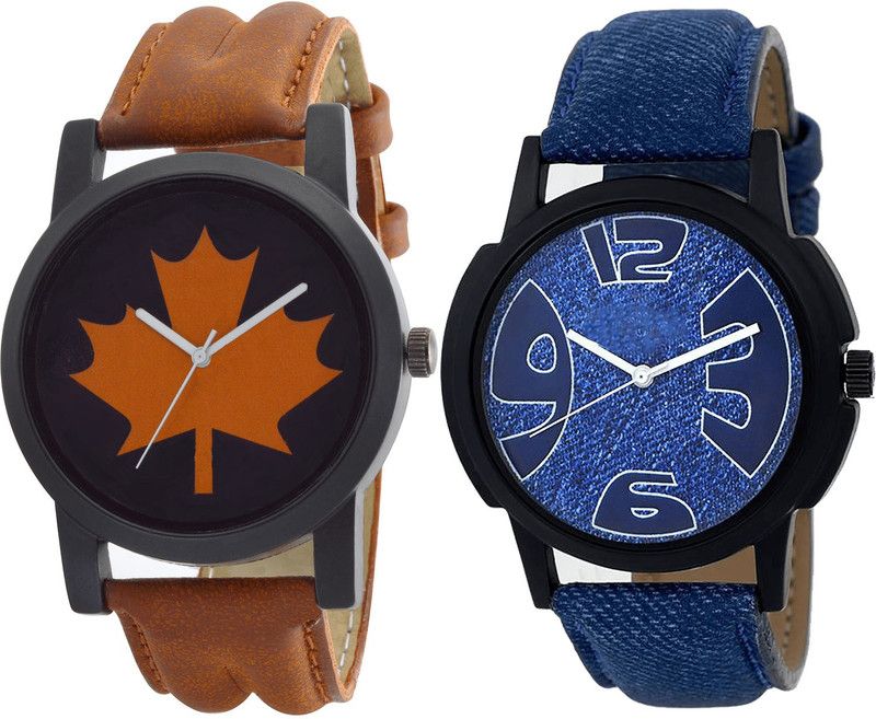 combo watch Analog Watch - For Girls Best Quartz Analogue Brown And Blue Color Boys And Men Watch - B34-B9 (Combo Of 2 )