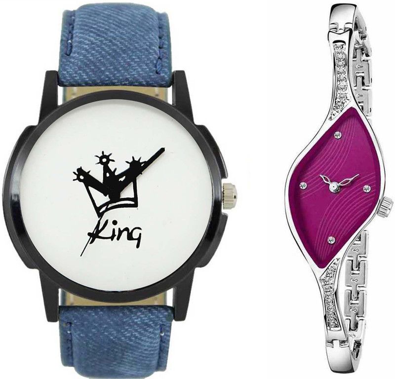 KING BLUE B. & RAGA PINK Analog Watch - For Men & Women KING COMBO BLACK BELT WATCH FOR MEN AND WOMEN