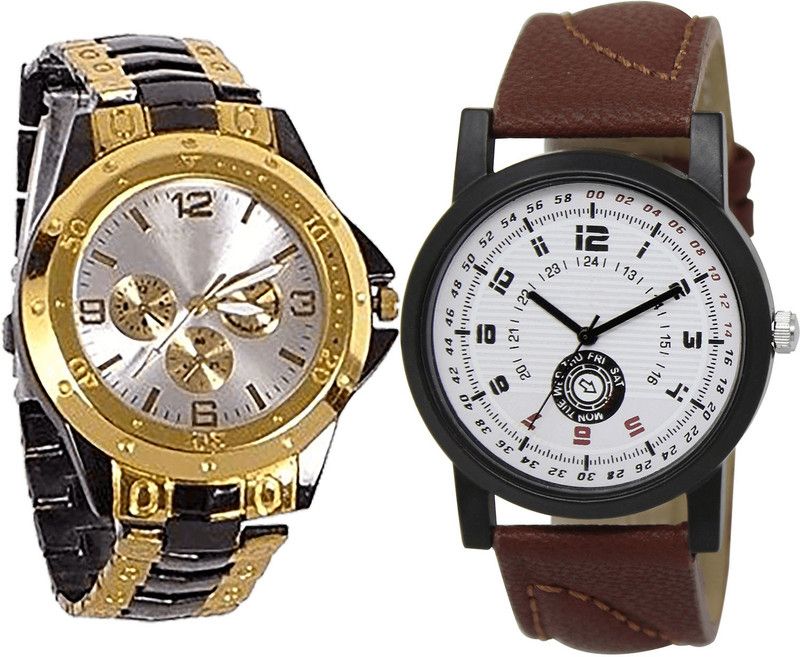 combo watch Analog Watch - For Girls Treading Traditional Analogue Black And Brown Color Boys And Men Watch - B73-BL46.11 (Combo Of 2 )