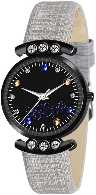 Stylish Attractive Dial Leather Strap Watch Analog Watch - For Girls White-854