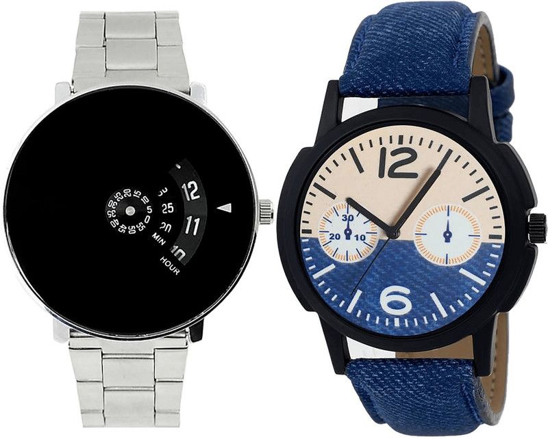 combo watch Analog Watch - For Girls Latest Royal Analogue Silver And Blue Color Boys And Men Watch - B81-B10 (Combo Of 2 )