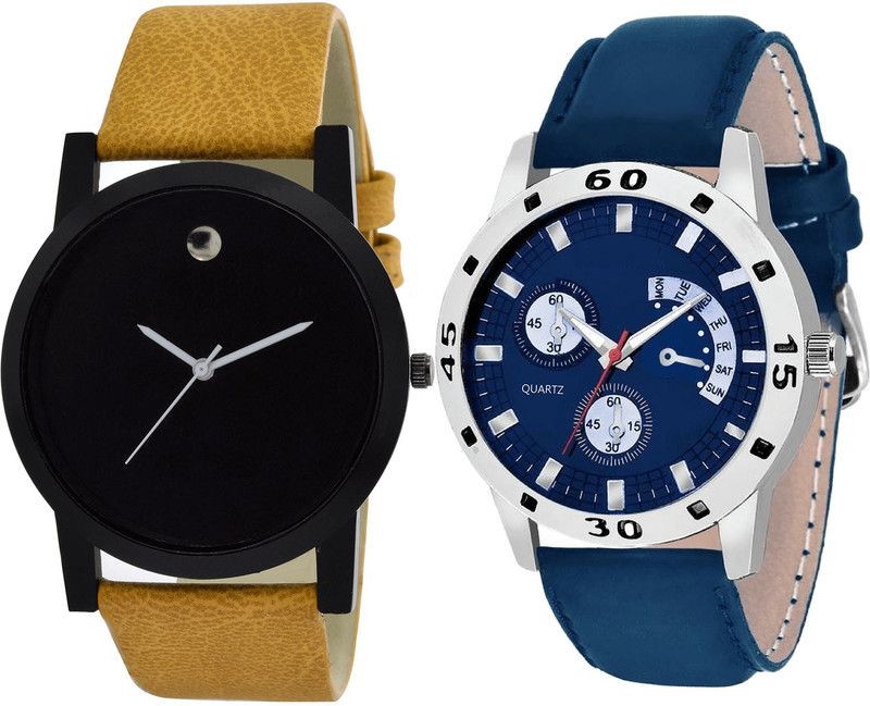 combo watch Analog Watch - For Girls Latest Traditional Analogue Brown And Blue Color Boys And Men Watch - B59-B56 (Combo Of 2 )