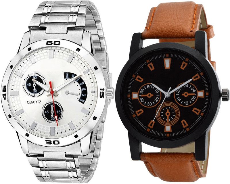combo watch Analog Watch - For Girls Brand New Rich Analogue Silver And Brown Color Boys And Men Watch - B85-B31 (Combo Of 2 )