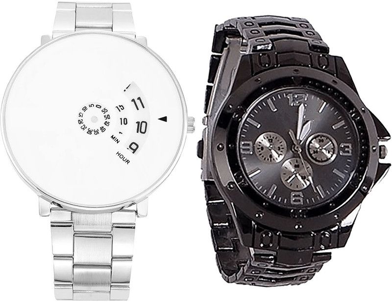 combo watch Analog Watch - For Girls Classical Collection Analogue Silver And Black Color Boys And Men Watch - B82-B70 (Combo Of 2 )