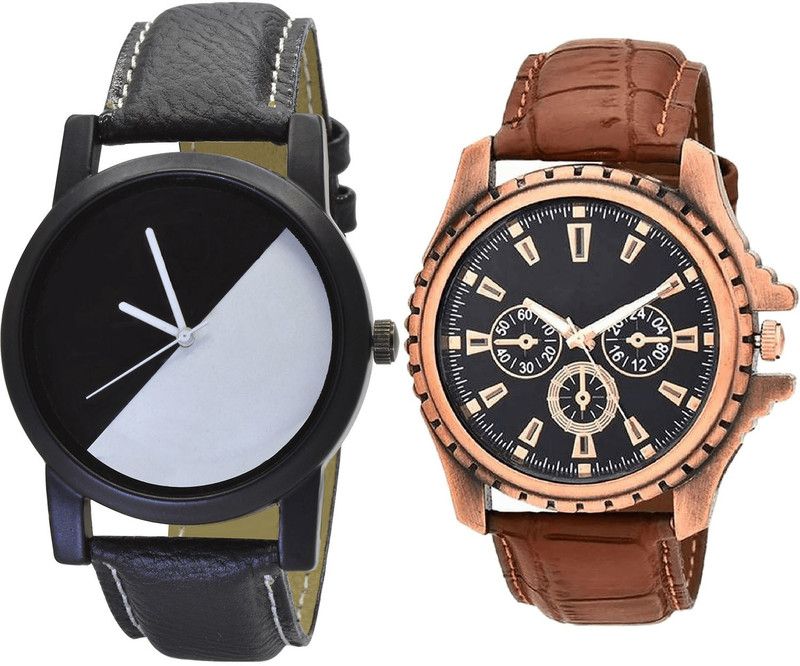 combo watch Analog Watch - For Girls New Collection Analogue Black And Brown Color Boys And Men Watch - B32-B110 (Combo Of 2 )
