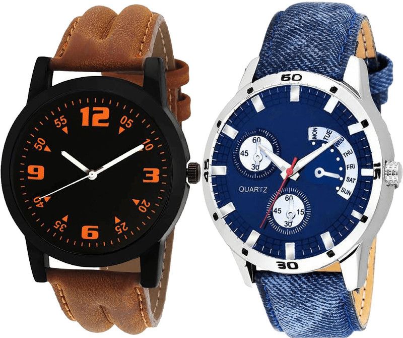 combo watch Analog Watch - For Girls Treading Diwali Analogue Brown And Blue Color Boys And Men Watch - B15-B57 (Combo Of 2 )