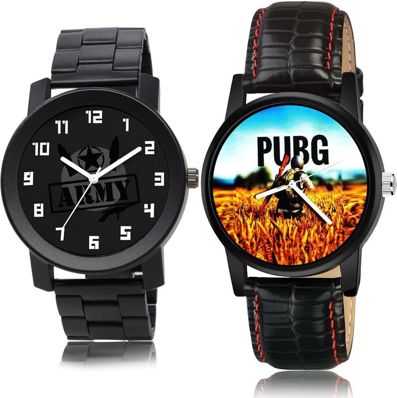 combo watch Analog Watch - For Men Classical Quartz Chain Watch And Pubg Military Army Watch - B993-B476 (Combo Of 2 )