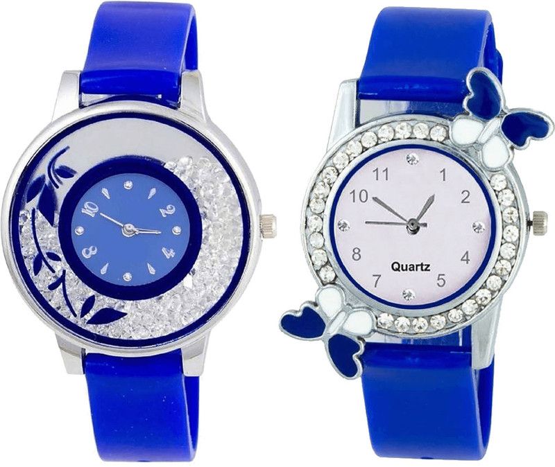 combo watch Analog Watch - For Girls Best Wrist Flower And Butterfly Analogue Blue Color Girls And Women Watch - G87-G98 (Combo Of 2 )