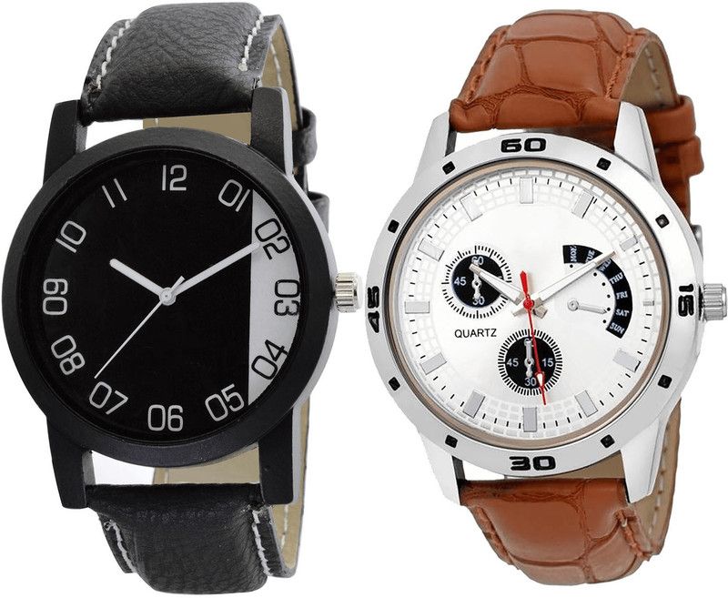 combo watch Analog Watch - For Girls Modern Love Analogue Black And Brown Color Boys And Men Watch - B38-B52 (Combo Of 2 )