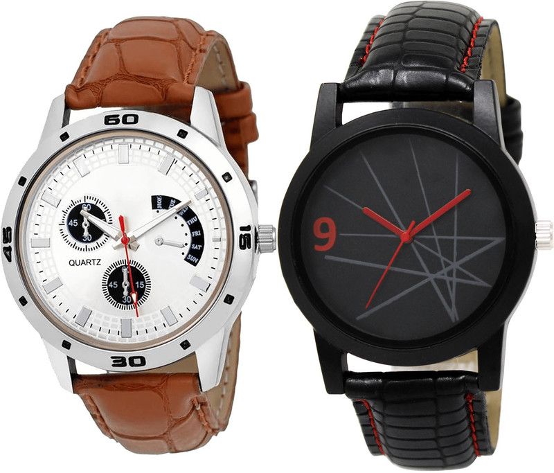 combo watch Analog Watch - For Girls Contemporary Gift Analogue Brown And Black Color Boys And Men Watch - B52-BL46.8 (Combo Of 2 )