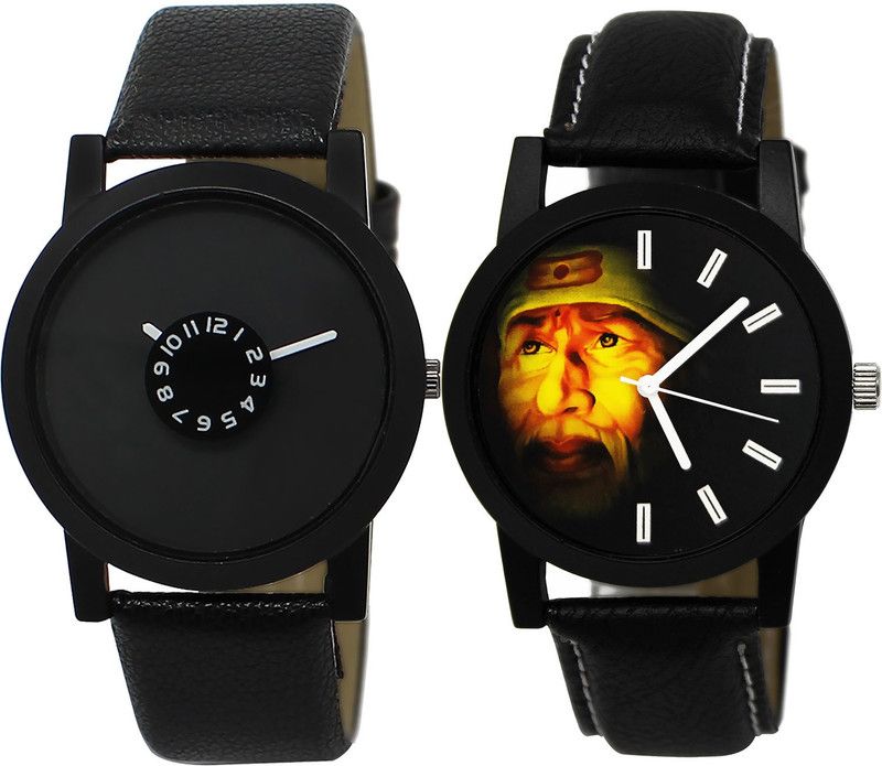 combo watch Analog Watch - For Girls New Quartz Sai Baba Analogue Black Color Boys And Men Watch - BL46.25-B123 (Combo Of 2 )