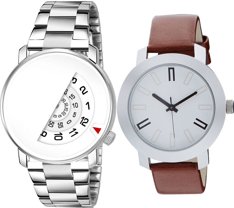 combo watch Hybrid Smartwatch Watch - For Men Treading Valentine Day And Date Analog Silver And Brown Color Boys And Men Watch - BL46.106-B44 (Combo Of 2 )