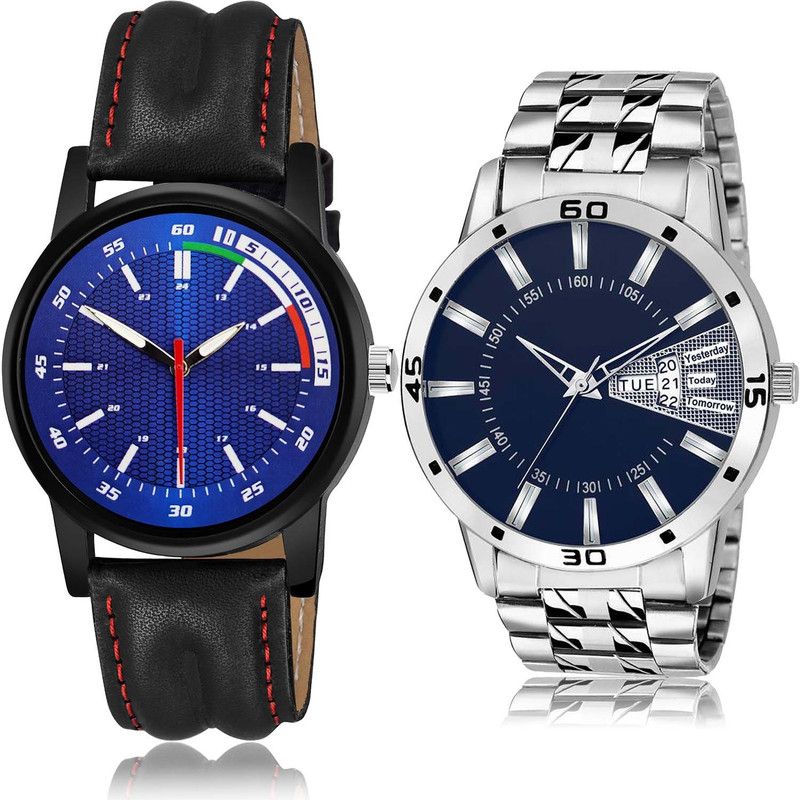 combo watch Analog Watch - For Boys Classical Stylish Sports And Day And Date Chain Watch 2 Watch Combo For Boys And Men - BRA22-BL46.102