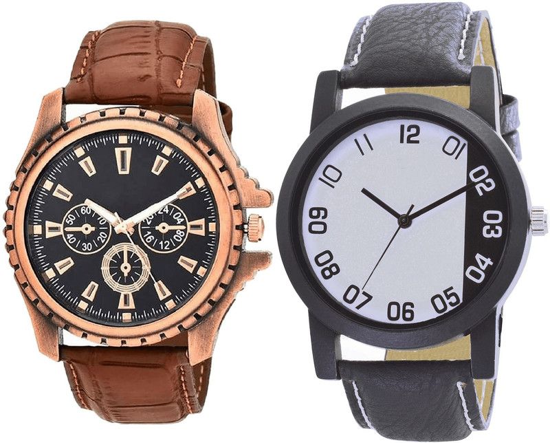 combo watch Analog Watch - For Girls Classical Tread Analogue Brown And Black Color Boys And Men Watch - B110-B41 (Combo Of 2 )