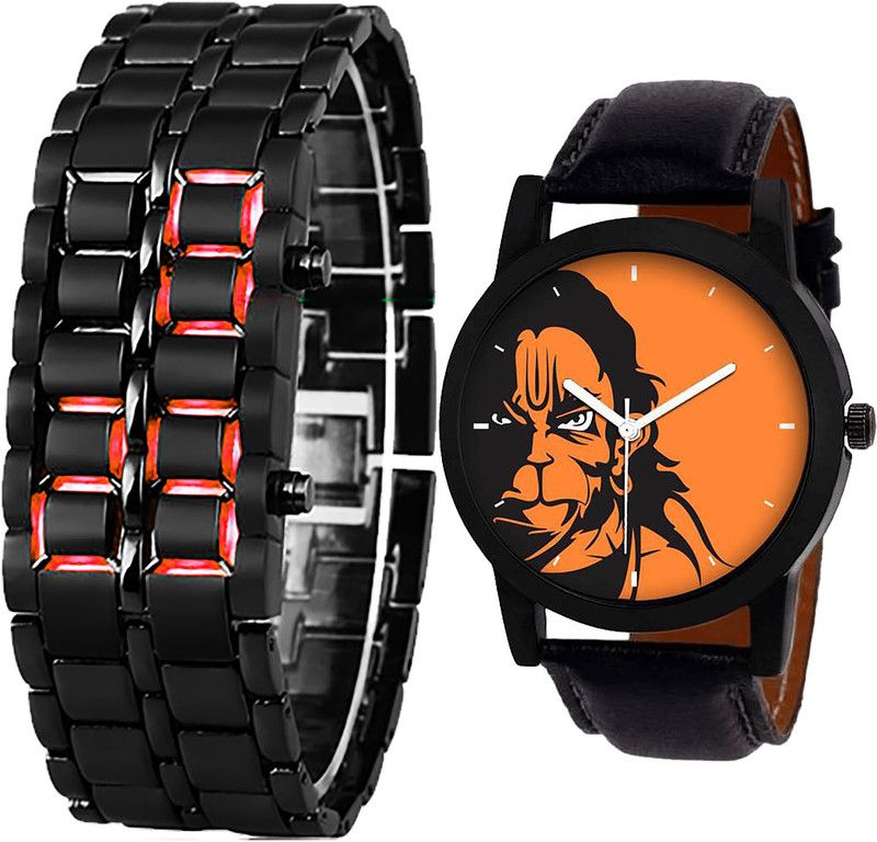 combo watch Analog Watch - For Men & Women Brand New Branded Led Matel And Hanuman Analogue Black Color Boys And Men Watch - B127-B26 (Combo Of 2 )