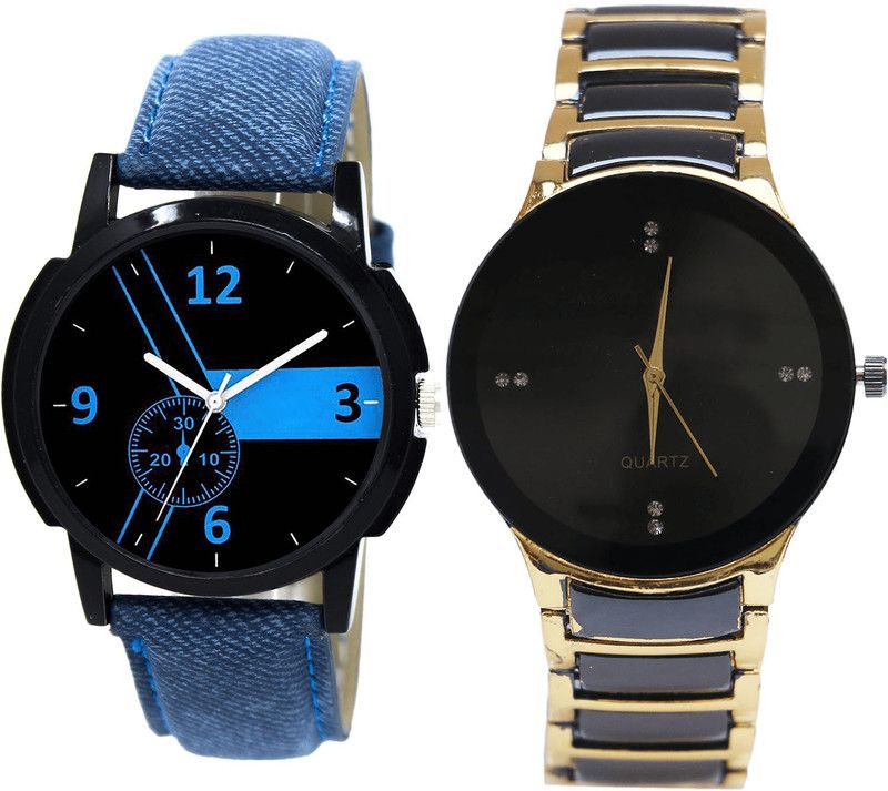combo watch Analog Watch - For Girls Classical Wrist Analogue Blue And Black Color Boys And Men Watch - B7-B69 (Combo Of 2 )