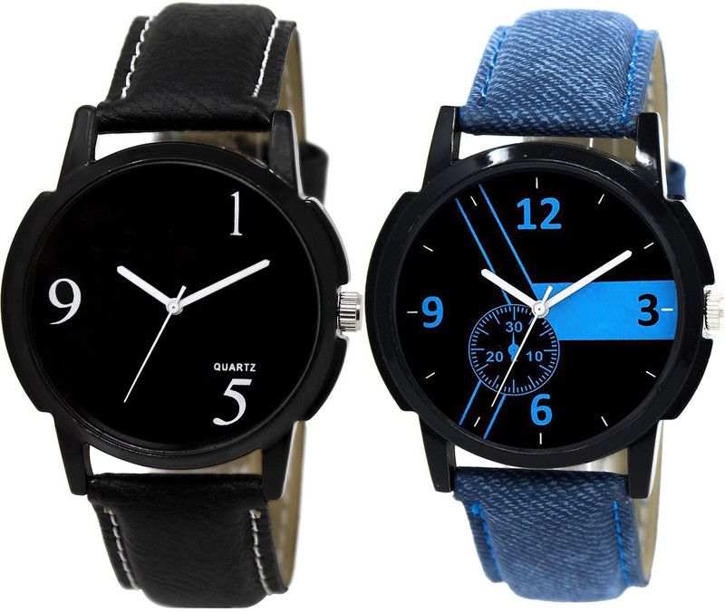 combo watch Analog Watch - For Men New Technology Analogue Black And Blue Color Boys And Men Watch - BL46.6-B7 (Combo Of 2 )