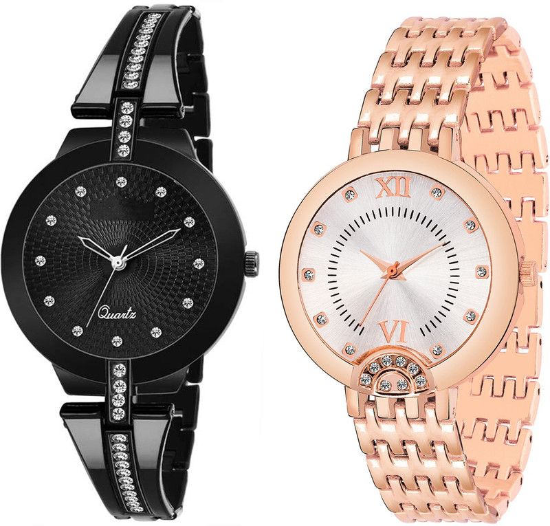 Analog Watch - For Girls Combo pack 2 New Diamond Studded Part-Wedding Adition Analog Watch For Girls & Women BB-07701