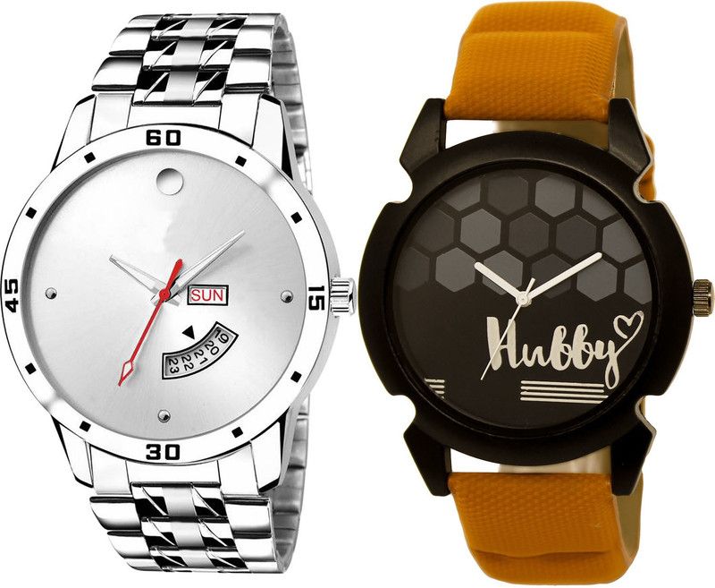 combo watch Analog Watch - For Girls New Luxury Day And Date And Hubby Analogue Silver And Brown Color Boys And Men Watch - BL46.103-BL46.32 (Combo Of 2 )