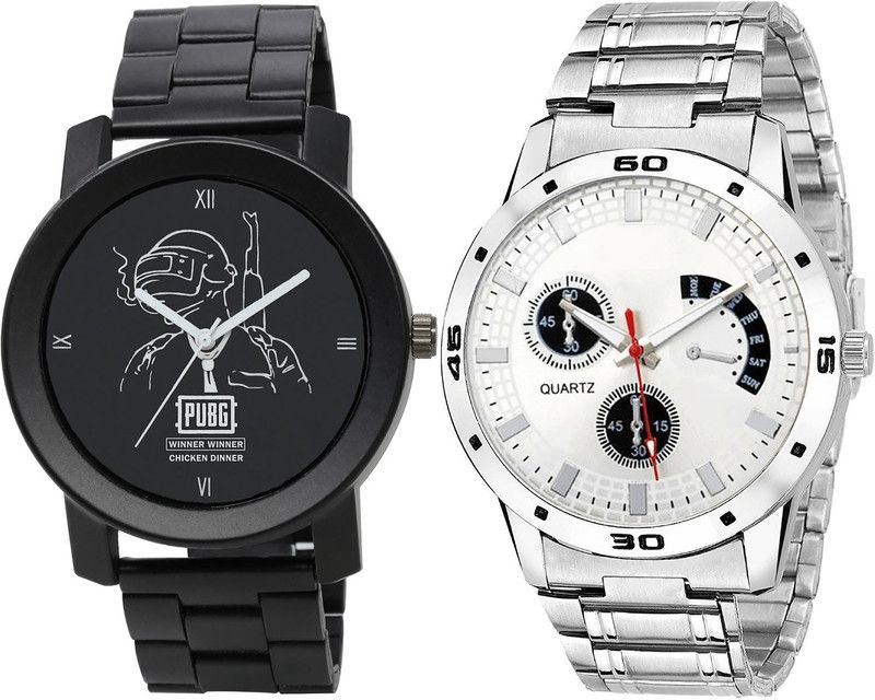 combo watch Analog Watch - For Men Latest Royal PUBG Military Army Analog Black And Silver Color Boys And Men Watch - B165-B85 (Combo Of 2 )