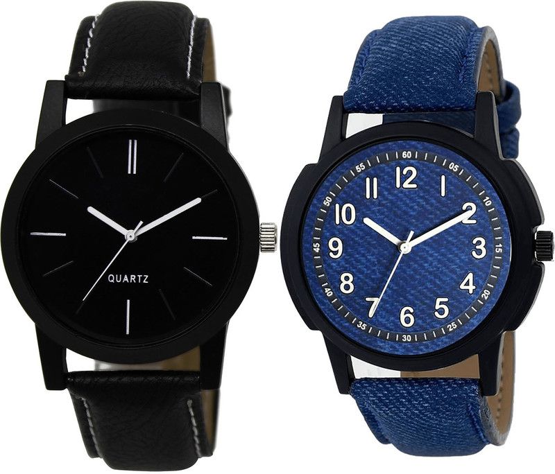 combo watch Analog Watch - For Men Contemporary Traditional Love Dad Analogue Black And Blue Color Boys And Men Watch - BL46.5-B8 (Combo Of 2 )