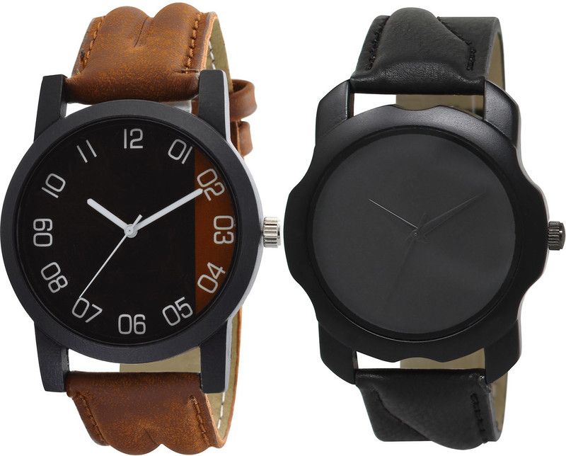 combo watch Analog Watch - For Girls Contemporary Style Analogue Brown And Black Color Boys And Men Watch - B36-BL46.22 (Combo Of 2 )