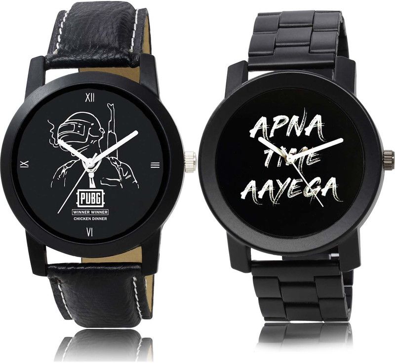 combo watch Analog Watch - For Boys Classical Rich Pubg Military Army And Apna Time Aayega Chain Watch Combo Watch For Boys And Men - BO45-B415