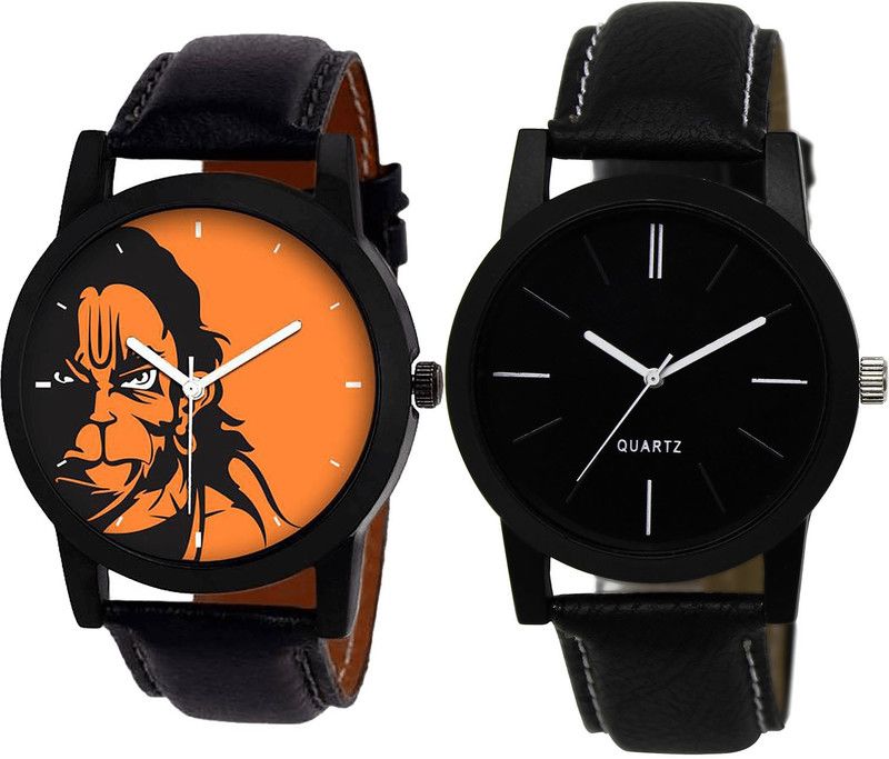 combo watch Analog Watch - For Girls Classical Gift Hanuman And Love Dad Analogue Black Color Boys And Men Watch - B26-BL46.5 (Combo Of 2 )