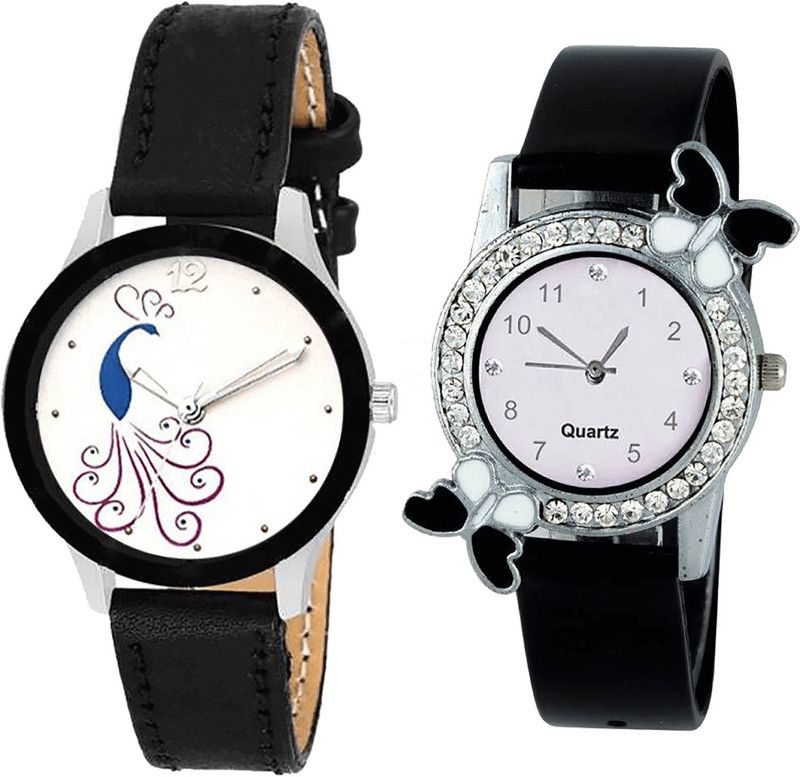 combo watch Analog Watch - For Girls Treading Chronograph Peacock And Butterfly Analogue Black Color Girls And Women Watch - G271-G97 (Combo of 2 )