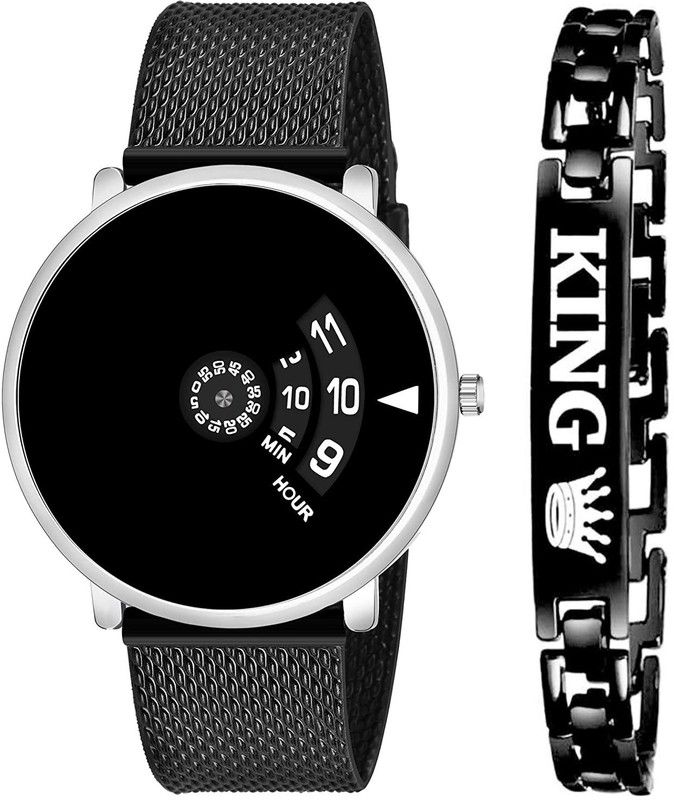 Analog Watch - For Boys Black Dial Paidu Black Safar Strap With King Breclct Watch For Boy,Mem