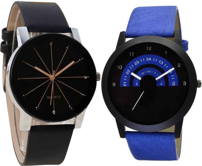 combo watch Analog Watch - For Men Modish High Quality Analogue Black And Blue Color Boys And Men Watch - B51-B47 (Combo Of 2 )