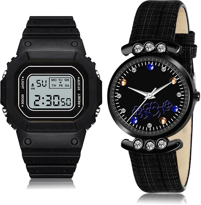 Analog-Digital Watch - For Girls Modern Fashionable 2 Watch Combo For Women And Girls - DG28-GW2