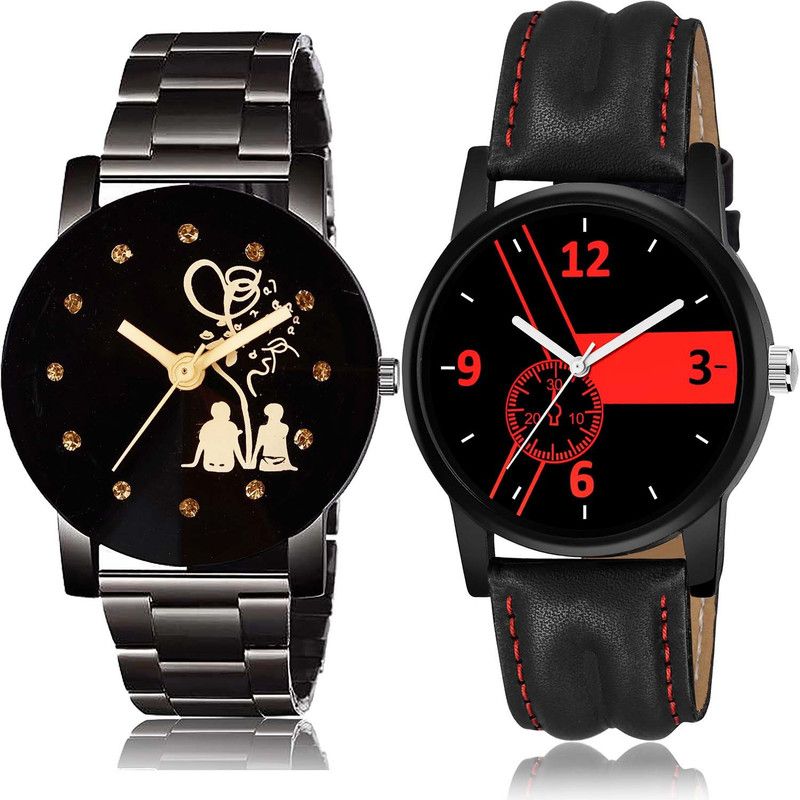 combo watch Analog Watch - For Boys Brand New Valentine Couple Love Chain Combo Watch For Boys And Men - BC13-B680