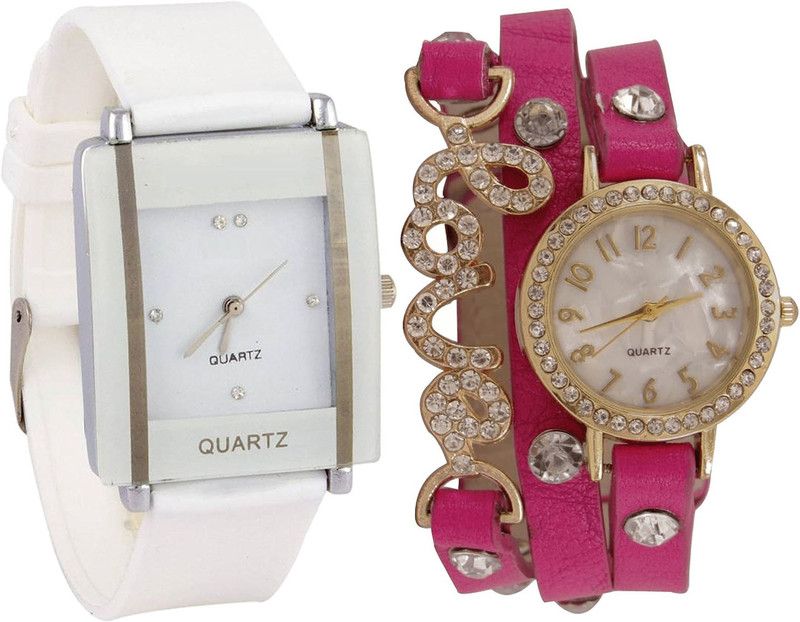combo watch Analog Watch - For Girls Modern Tread Analogue White And Pink Color Girls And Women Watch - G17-G204 (Combo Of 2 )