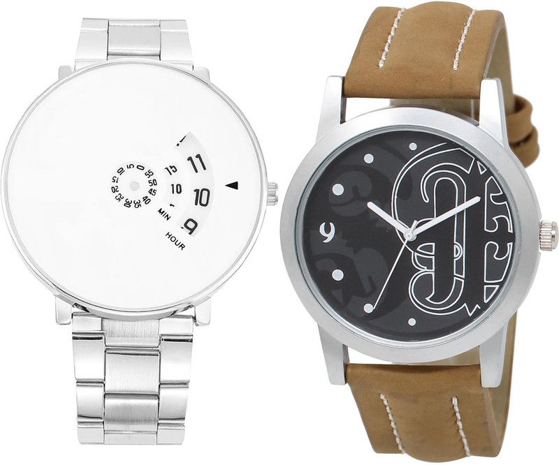 combo watch Analog Watch - For Girls Latest Style Analogue Silver And Brown Color Boys And Men Watch - B82-BL46.14 (Combo Of 2 )