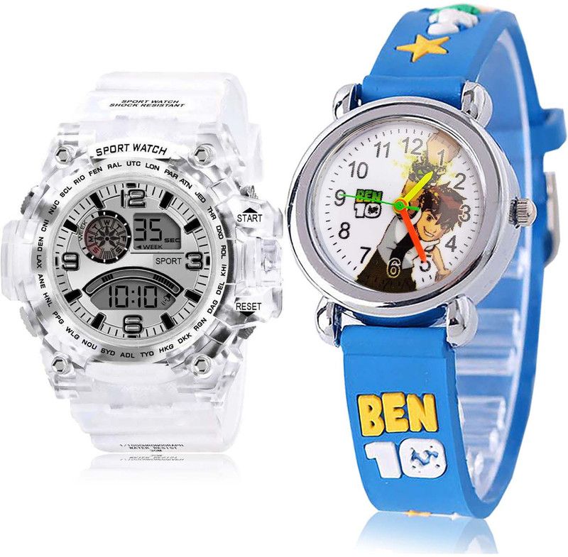 combo watch Analog-Digital Watch - For Boys Best Quartz Army Digital Sports And Ben 10 Kids 2 Watch Combo For Boys And men - BC31-BK96