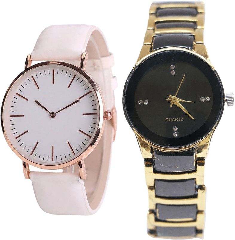 combo watch Analog Watch - For Girls Treading White And Gold Color Watch - G193-G208