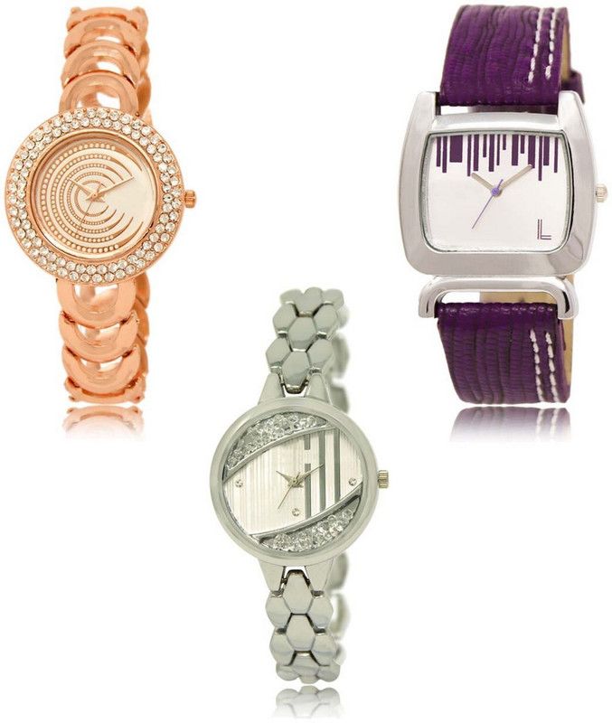 Latest Set of 3 Stylish Attractive Professional Designer Combo Analog Watch - For Women LR-202-207-223 Premium Quality Collection