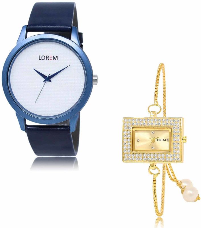 Analog Watch - For Men & Women LR Women LR33-LR247 White-Gold Casual-Square Braclet Combo of 2
