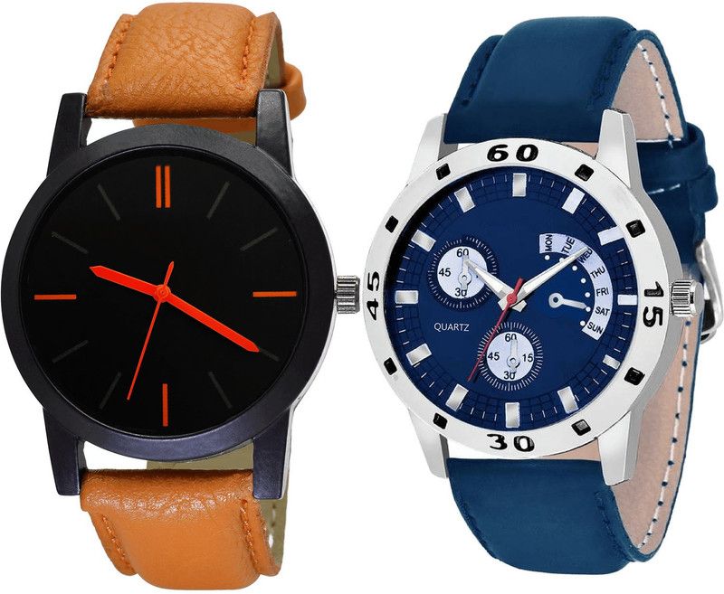 combo watch Analog Watch - For Girls New 3D Design Analogue Brown And Blue Color Boys And Men Watch - B112-B56 (Combo Of 2 )