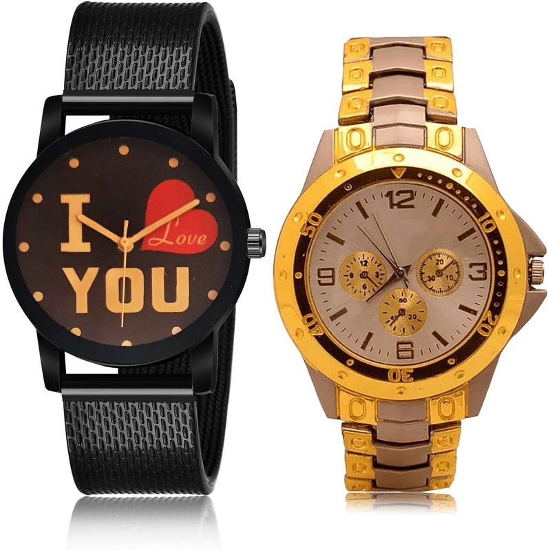 combo watch Analog Watch - For Men New 3D Design I Love You And Chain 2 Watch Combo For Boys And men - BRM13-B74