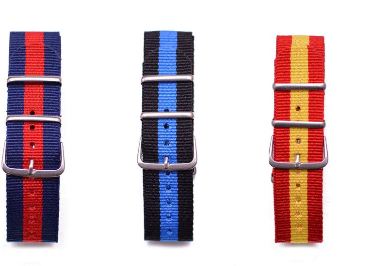 Watch Me Make Your Own Watch By Watch Me- NATO Multicolored Straps (ONLY Straps)-MYOW COLLECTION (All Straps in this collection-22 mm except Black Strap-20 mm,Military Strap -20 mm) myow-bu-r-bk-bu-spain 22 mm Fabric Watch Strap  (Multicolor)