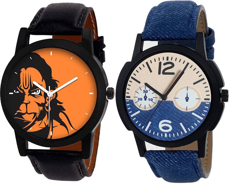 combo watch Analog Watch - For Men & Women Modern Valentine Hanuman Analogue Black And Blue Color Boys And Men Watch - B26-B10 (Combo Of 2 )