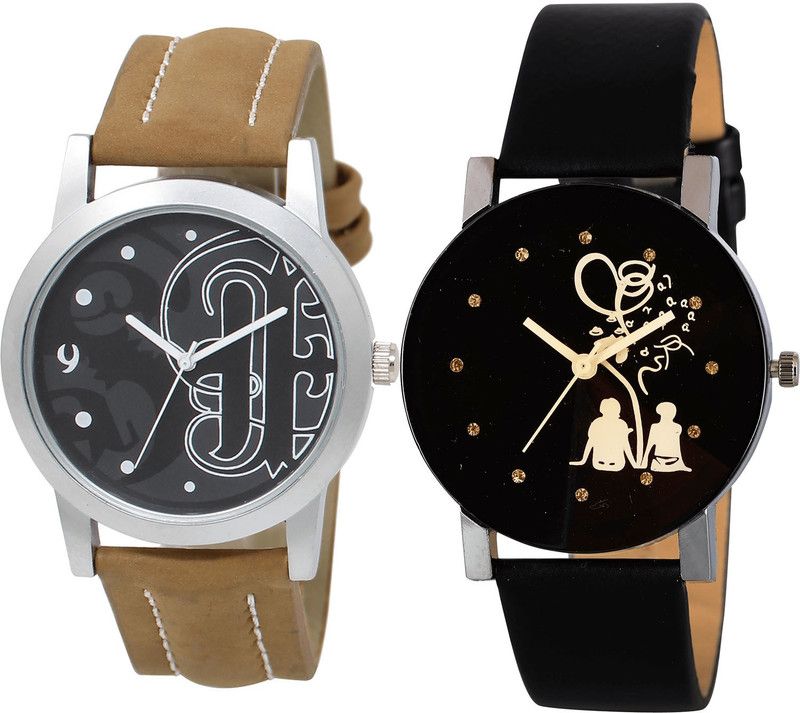 combo watch Analog Watch - For Girls Modern Designer Couple Love Analogue Brown And Black Color Boys And Men Watch - BL46.14-B138 (Combo Of 2 )