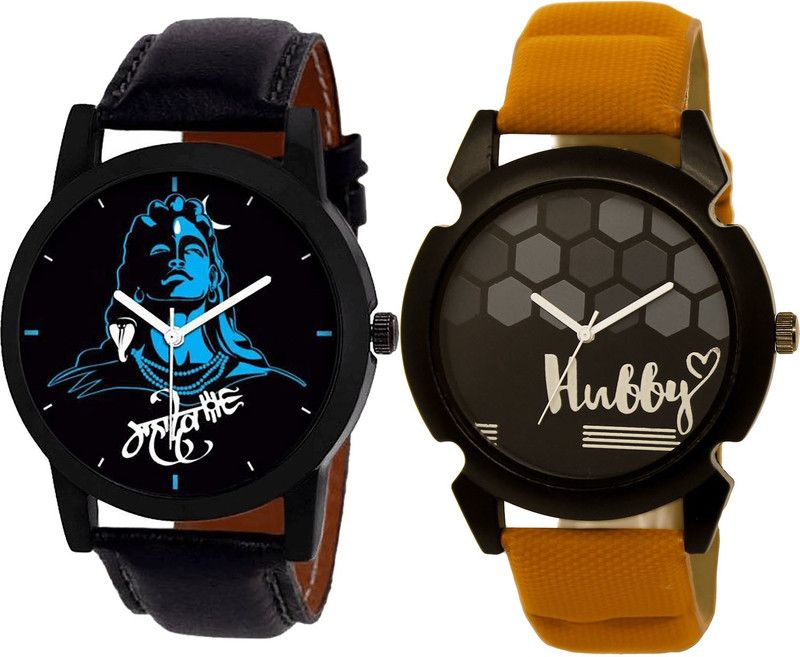 combo watch Analog Watch - For Girls Treading Party Wedding Mahadev And Hubby Analogue Black And Brown Color Boys And Men Watch - B23-BL46.32 (Combo Of 2 )