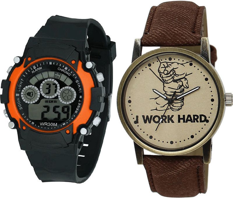 combo watch Analog Watch - For Girls Modern Tread Kids And I Work Hard Analogue Black And Brown Color Boys And Men Watch - B4-BL46.29 (Combo Of 2 )